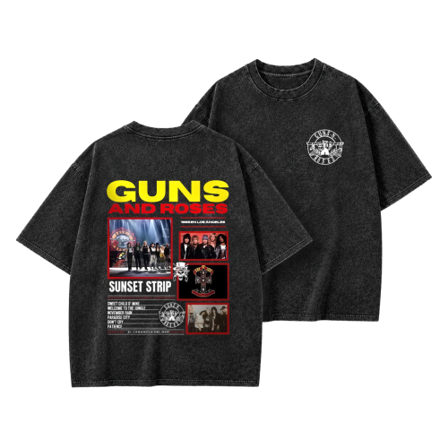 Czarna sprana koszulka Guns N' Roses z nadrukiem Sunset Strip