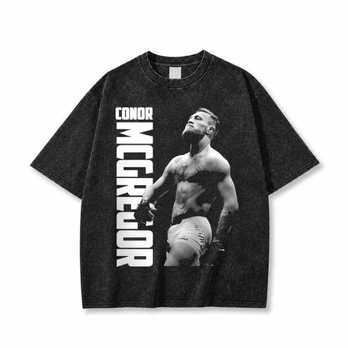 Sprana czarna koszulka Conor McGregor z pionowym nadrukiem Conor McGregor