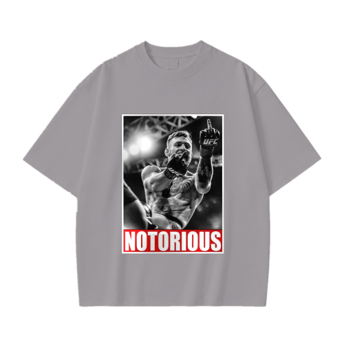 Szara koszulka Conor McGregor z nadrukiem Notorious