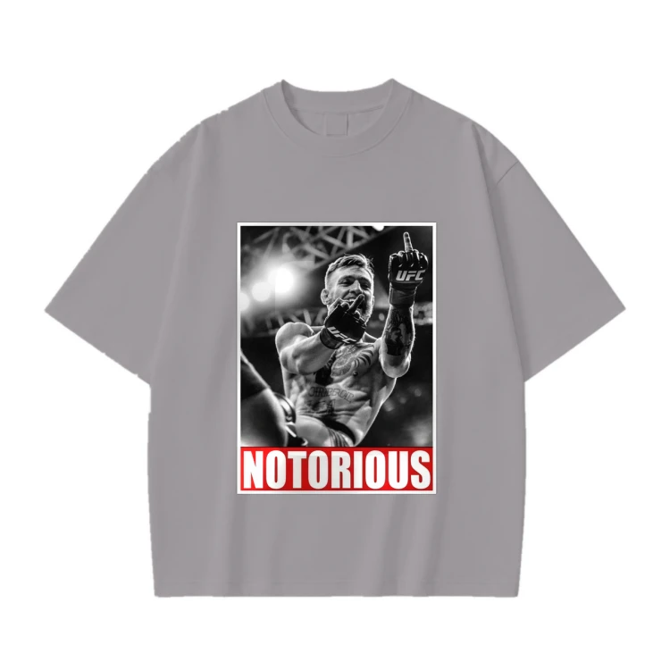 Szara koszulka Conor McGregor z nadrukiem Notorious
