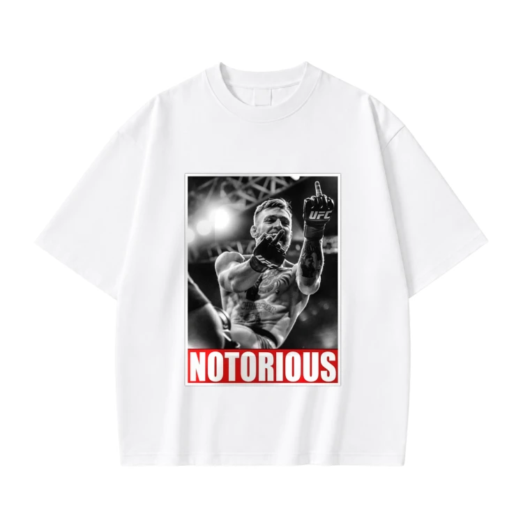 Biała koszulka Conor McGregor z nadrukiem Notorious