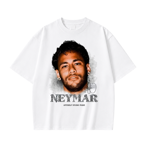 Biała koszulka Neymar z nadrukiem portretu i podpisem zawodnika