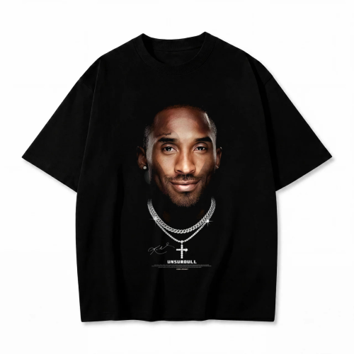 Czarna koszulka Kobe Bryant z nadrukiem portretu z łańcuchem