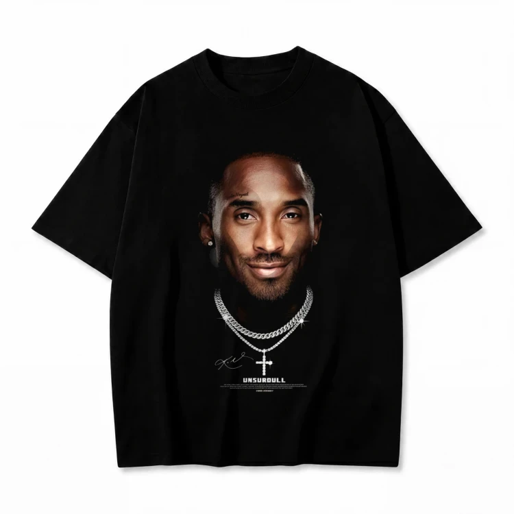 Czarna koszulka Kobe Bryant z nadrukiem portretu z łańcuchem