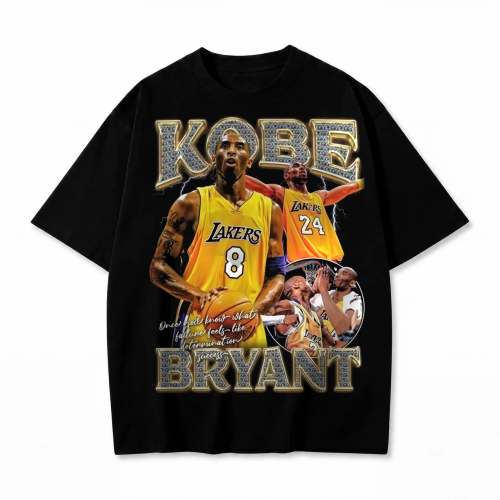 Czarna koszulka Kobe Bryant ze złotym nadrukiem Kobe Bryant Lakers