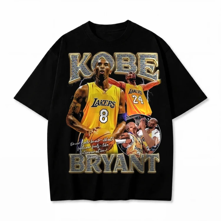 Czarna koszulka Kobe Bryant ze złotym nadrukiem Kobe Bryant Lakers