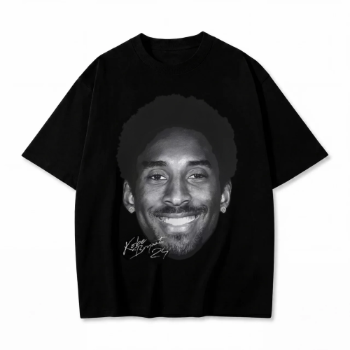 Czarna koszulka Kobe Bryant z nadrukiem portretu i autografem