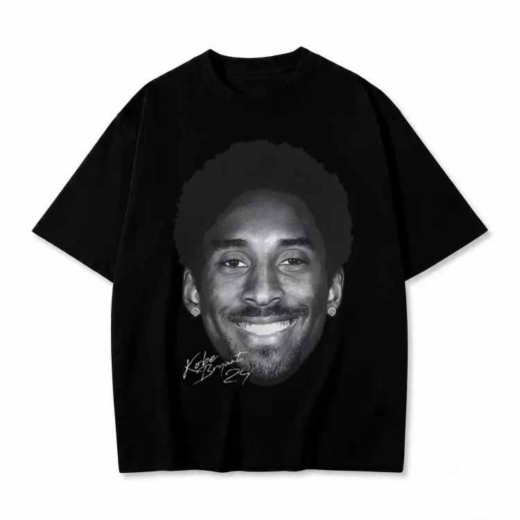 Czarna koszulka Kobe Bryant z nadrukiem portretu i autografem