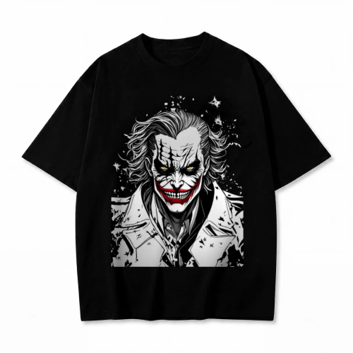 Czarna koszulka Batman z nadrukiem Jokera w czerni i bieli
