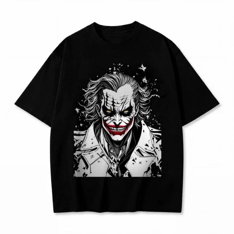 Czarna koszulka Batman z nadrukiem Jokera w czerni i bieli