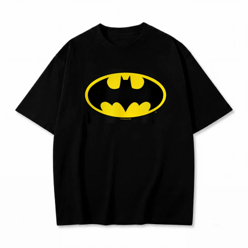 Czarna koszulka Batman z nadrukiem żółtego logo Batmana
