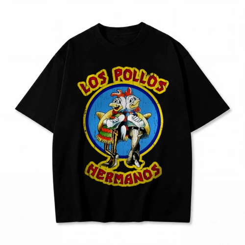 Czarna koszulka Breaking Bad z nadrukiem Los Pollos Hermanos