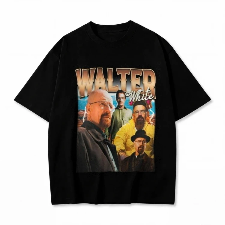 Czarna koszulka Breaking Bad z nadrukiem Waltera White