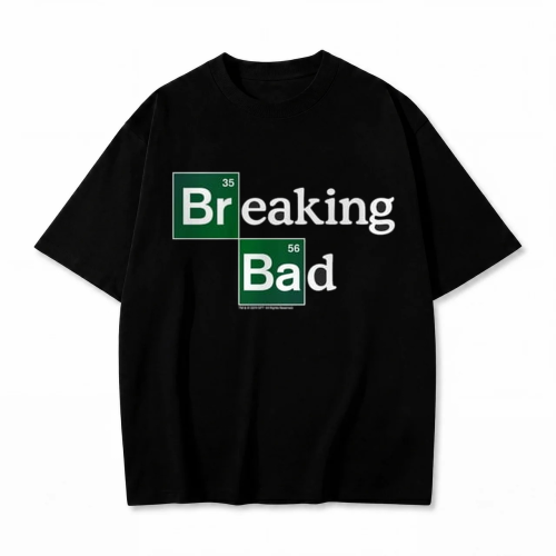 Czarna koszulka Breaking Bad z nadrukiem logo z układu okresowego