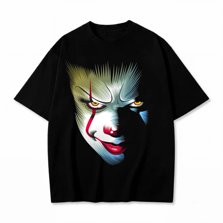 Czarna koszulka TO z nadrukiem twarzy Pennywise'a