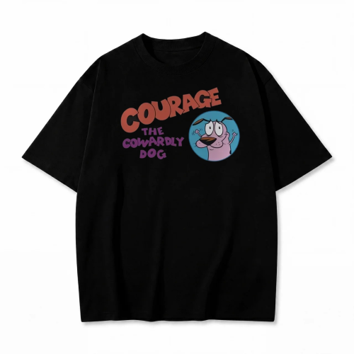 Czarna koszulka Chojrak – tchórzliwy pies z nadrukiem logo Courage