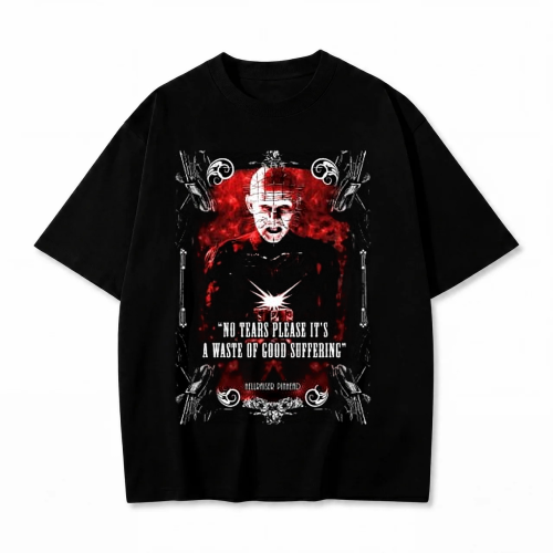 Czarna koszulka Hellraiser z nadrukiem Pinhead No Tears Please