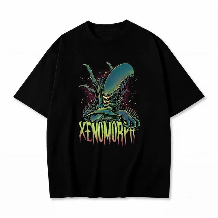 Czarna koszulka Obcy z nadrukiem Xenomorph
