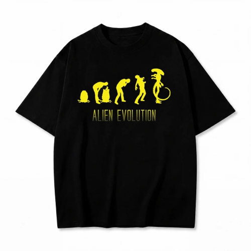 Czarna koszulka Obcy z nadrukiem Alien Evolution
