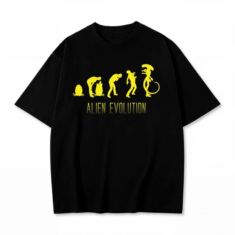 Czarna koszulka Obcy z nadrukiem Alien Evolution