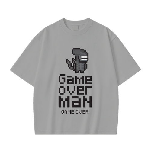 Szara koszulka Obcy z nadrukiem Game Over Man