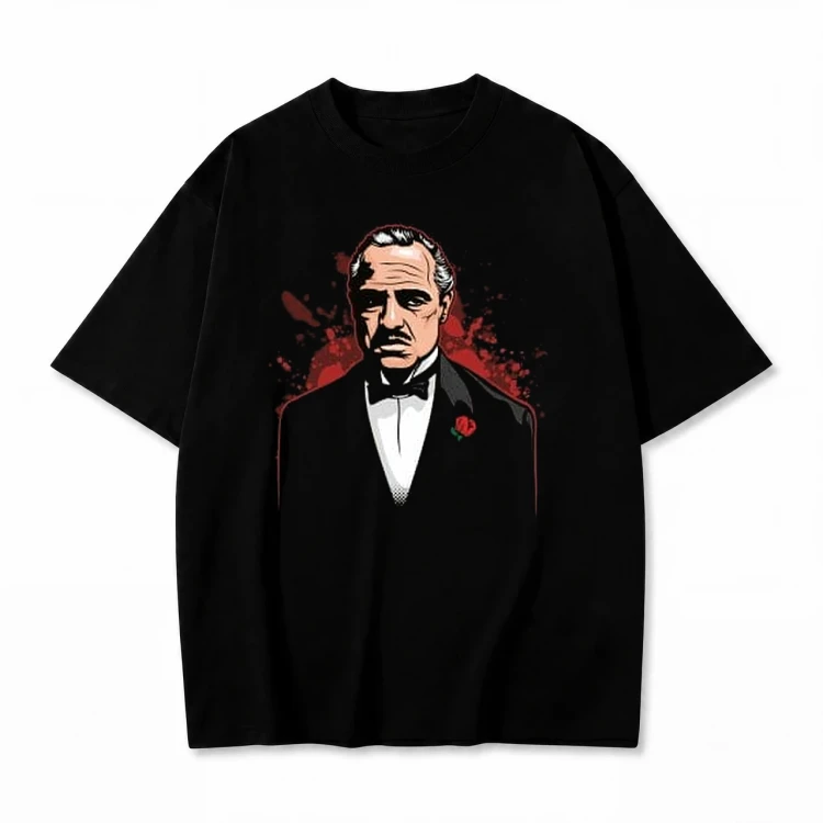 Czarna koszulka Ojciec Chrzestny z nadrukiem portretu Don Vito Corleone
