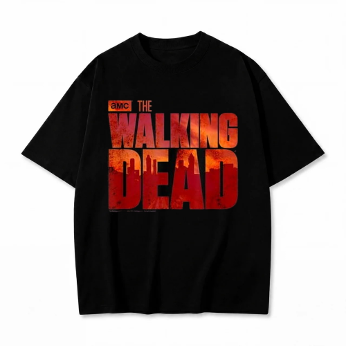 Czarna koszulka The Walking Dead z nadrukiem krwistoczerwonego logo serialu