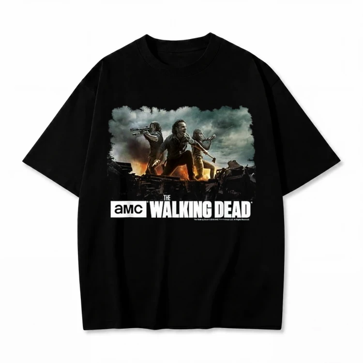 Czarna koszulka The Walking Dead z nadrukiem All Out War