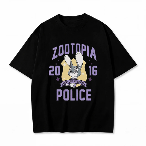 Czarna koszulka Zootopia z nadrukiem Judy Hopps Zootopia Police