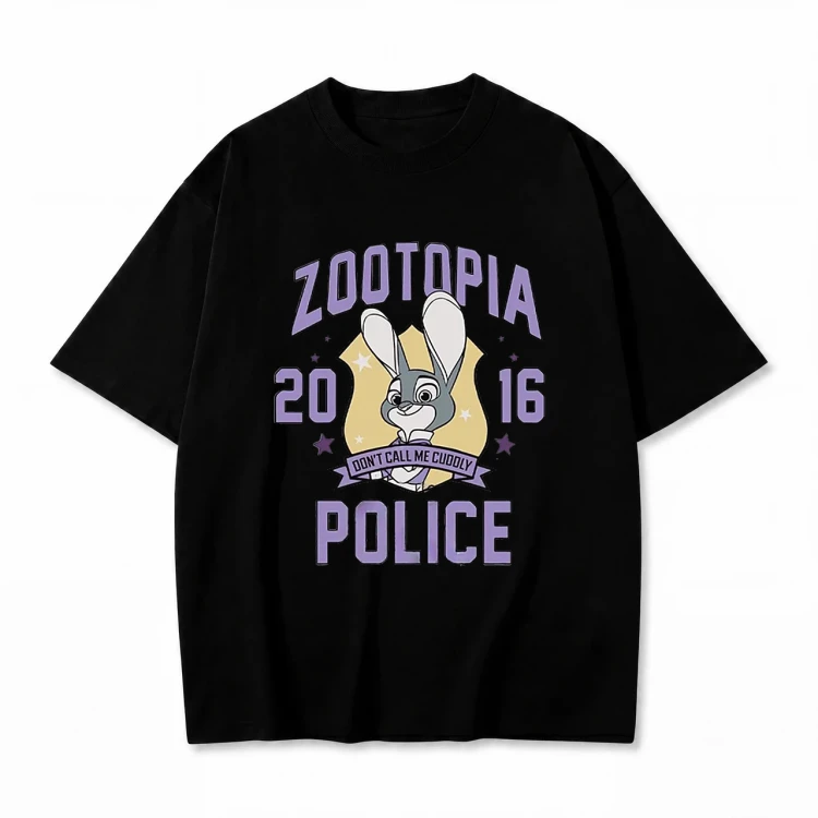 Czarna koszulka Zootopia z nadrukiem Judy Hopps Zootopia Police