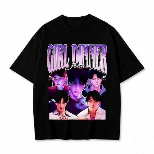 Czarna koszulka K-pop Demon Hunters z nadrukiem Saja Boys Girl Dinner