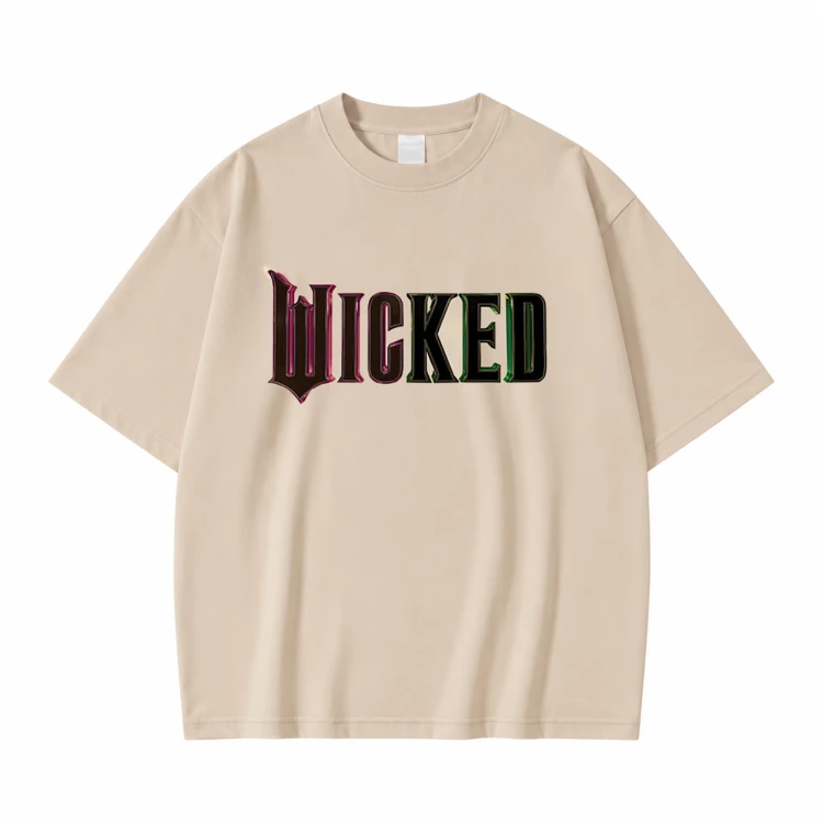 Beżowa koszulka Wicked z nadrukiem logo