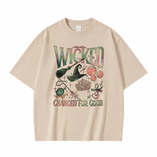 Beżowa koszulka Wicked z nadrukiem Changed For Good