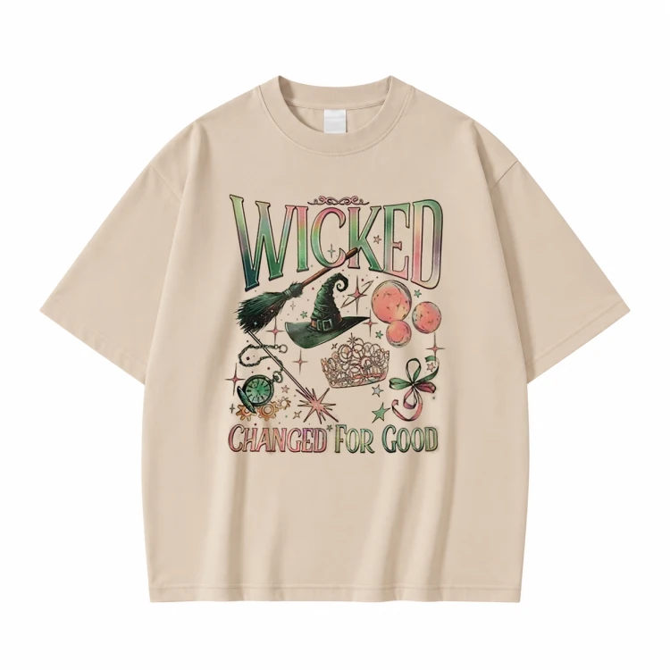Beżowa koszulka Wicked z nadrukiem Changed For Good
