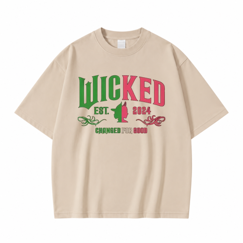 Beżowa koszulka Wicked z nadrukiem logo Est. 2024