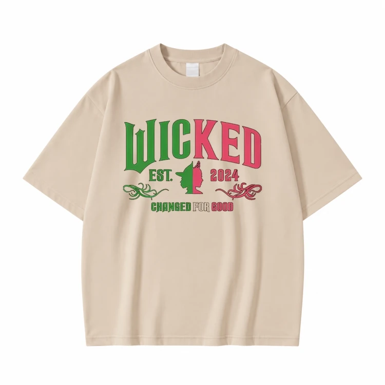Beżowa koszulka Wicked z nadrukiem logo Est. 2024