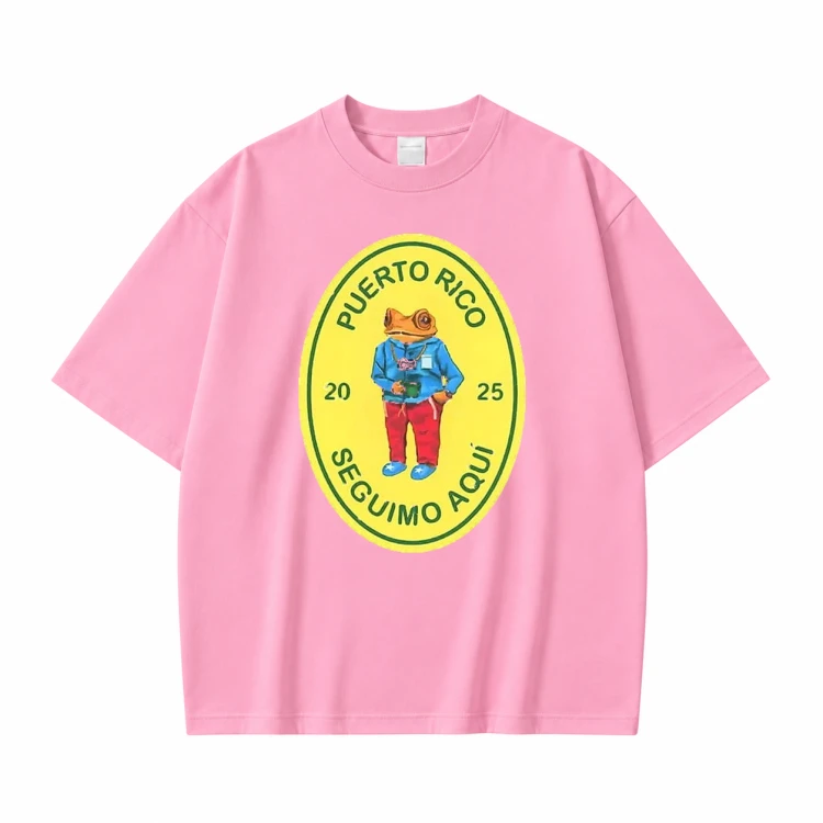 Różowa koszulka Bad Bunny z nadrukiem z przodu