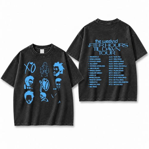 Sprana czarna koszulka The Weeknd After Hours til Dawn Tour z nadrukiem z przodu i z tyłu