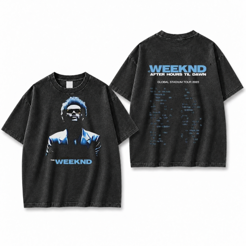 Sprana czarna koszulka The Weeknd After Hours Til Dawn Tour z nadrukiem z przodu i z tyłu