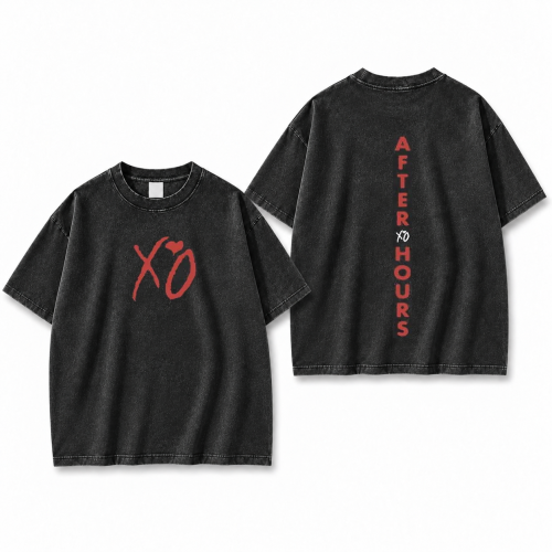 Sprana czarna koszulka The Weeknd XO After Hours z nadrukiem z przodu i z tyłu