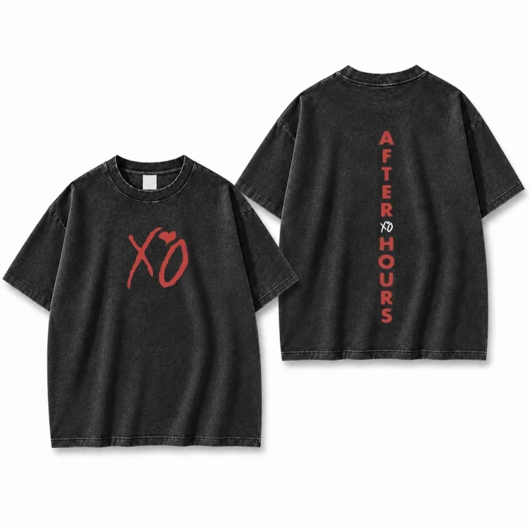 Sprana czarna koszulka The Weeknd XO After Hours z nadrukiem z przodu i z tyłu