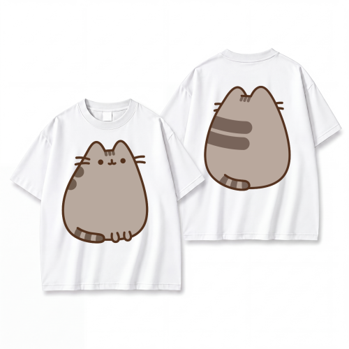 Biała koszulka Pusheen - nadruk kotka z przodu i z tyłu