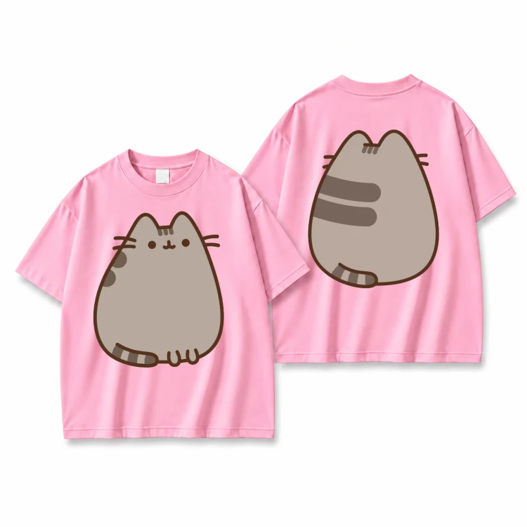 Różowa koszulka Pusheen - nadruk kotka z przodu i z tyłu