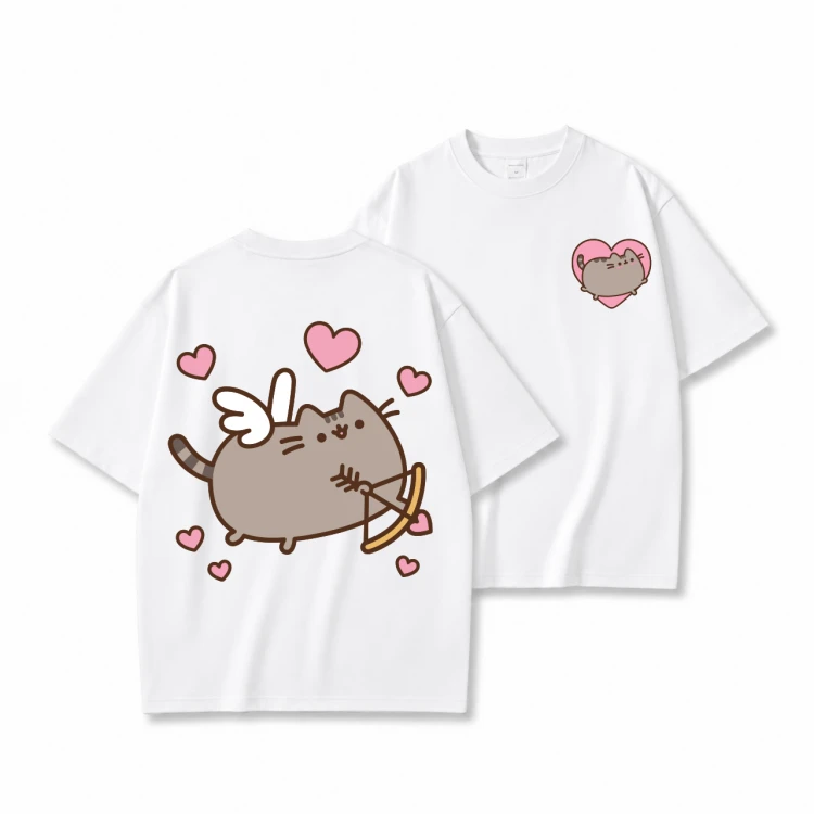 Biała koszulka Pusheen Kupidyn - nadruk z tyłu i serduszko z przodu