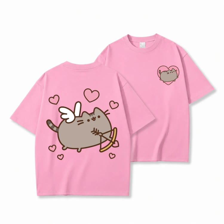 Różowa koszulka Pusheen Kupidyn - nadruk z tyłu i serduszko z przodu