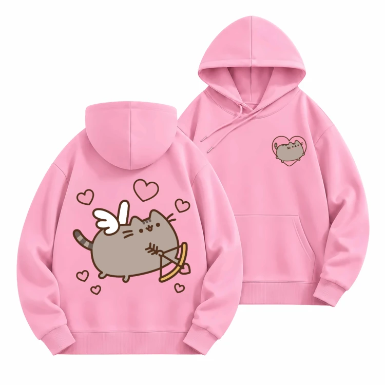 Różowa bluza z kapturem Pusheen Kupidyn - nadruk z tyłu i serduszko z przodu