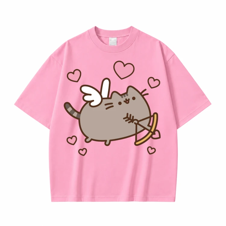 Różowa koszulka Pusheen Kupidyn z serduszkami - nadruk z przodu