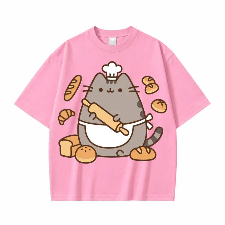 Różowa koszulka Pusheen Piekarz z Wałkiem - nadruk z przodu