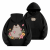 Czarna bluza z kapturem Pusheen w Kwiatach - nadruk na plecach i mały kotek z przodu