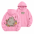 Różowa bluza z kapturem Pusheen w Kwiatach - nadruk na plecach i mały kotek z przodu